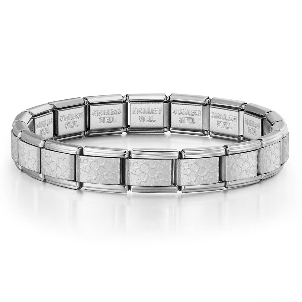 Wholesale Trendy Stainless Steel Modular Bracelet In Gold Silver Diamond Pattern DIY Watchband Chain For Everyday Wear