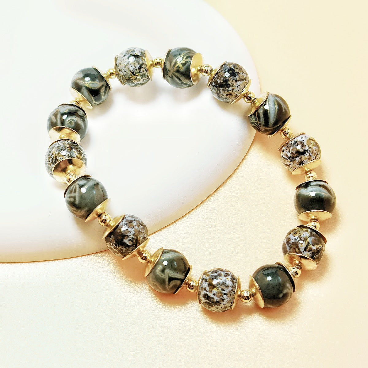 Wholesale Glass Cap Beaded DIY Fashion Bracelet ACC-BT-Qiyu002