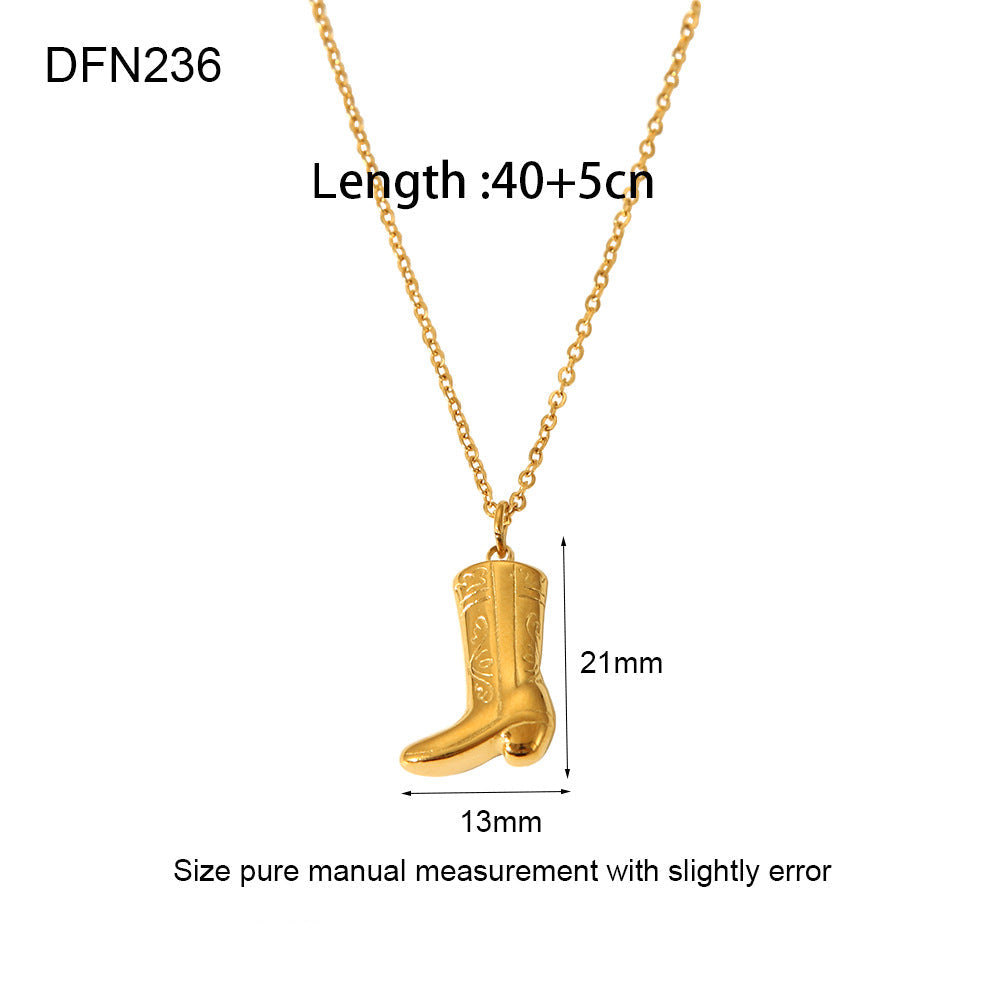 Wholesale Western Cowboy Boots Plated 18K Stainless Steel Necklace Earrings
