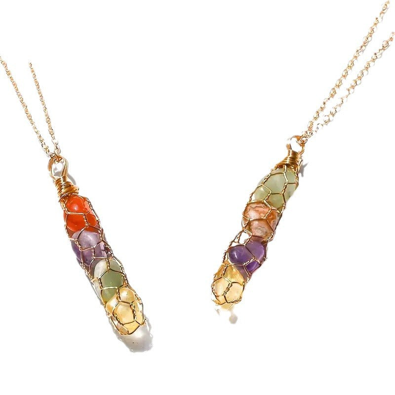Wholesale Natural Rainbow Amethyst Crystal Wire Wrap Pendant Geometric Fashion Accessory For DIY Jewelry Making
