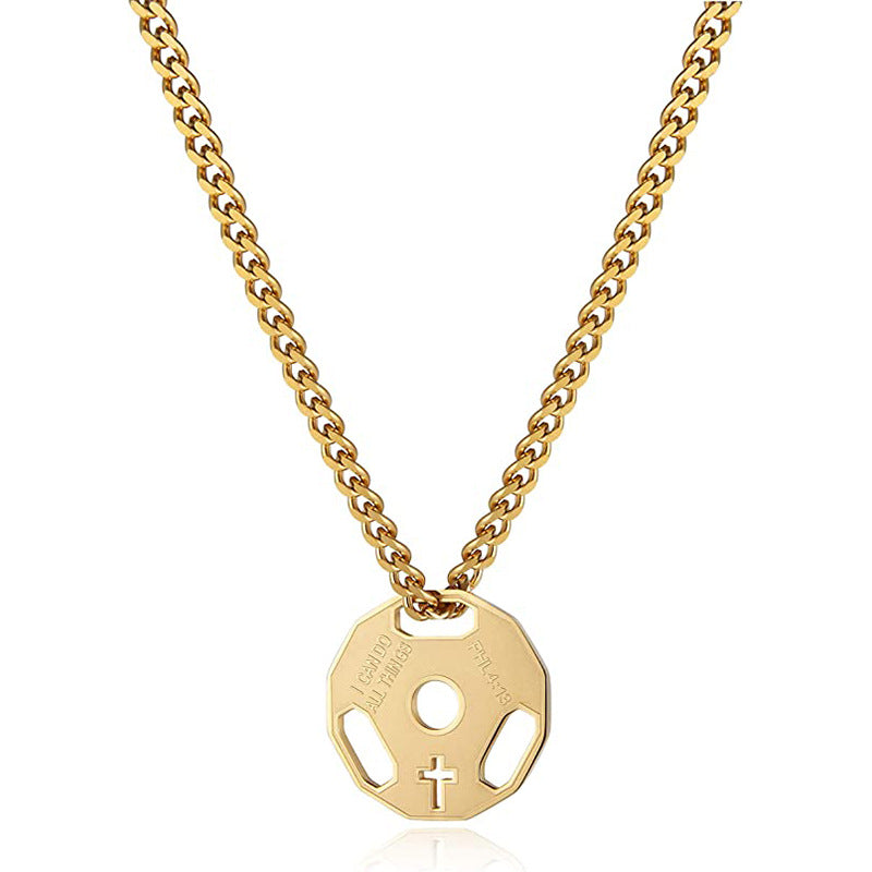 Wholesale Fitness Dumbbell Stainless Steel Necklace