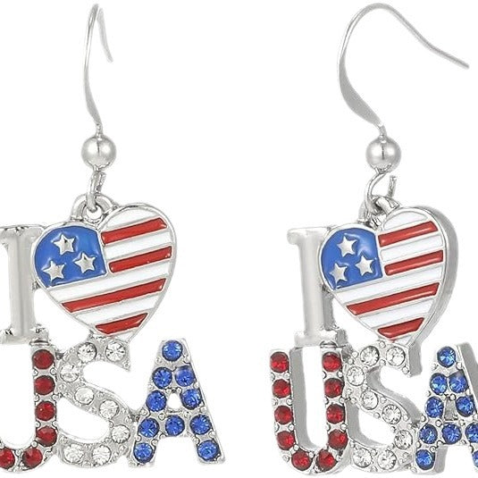Wholesale  Independence Day earrings  creative I love American letters love earrings