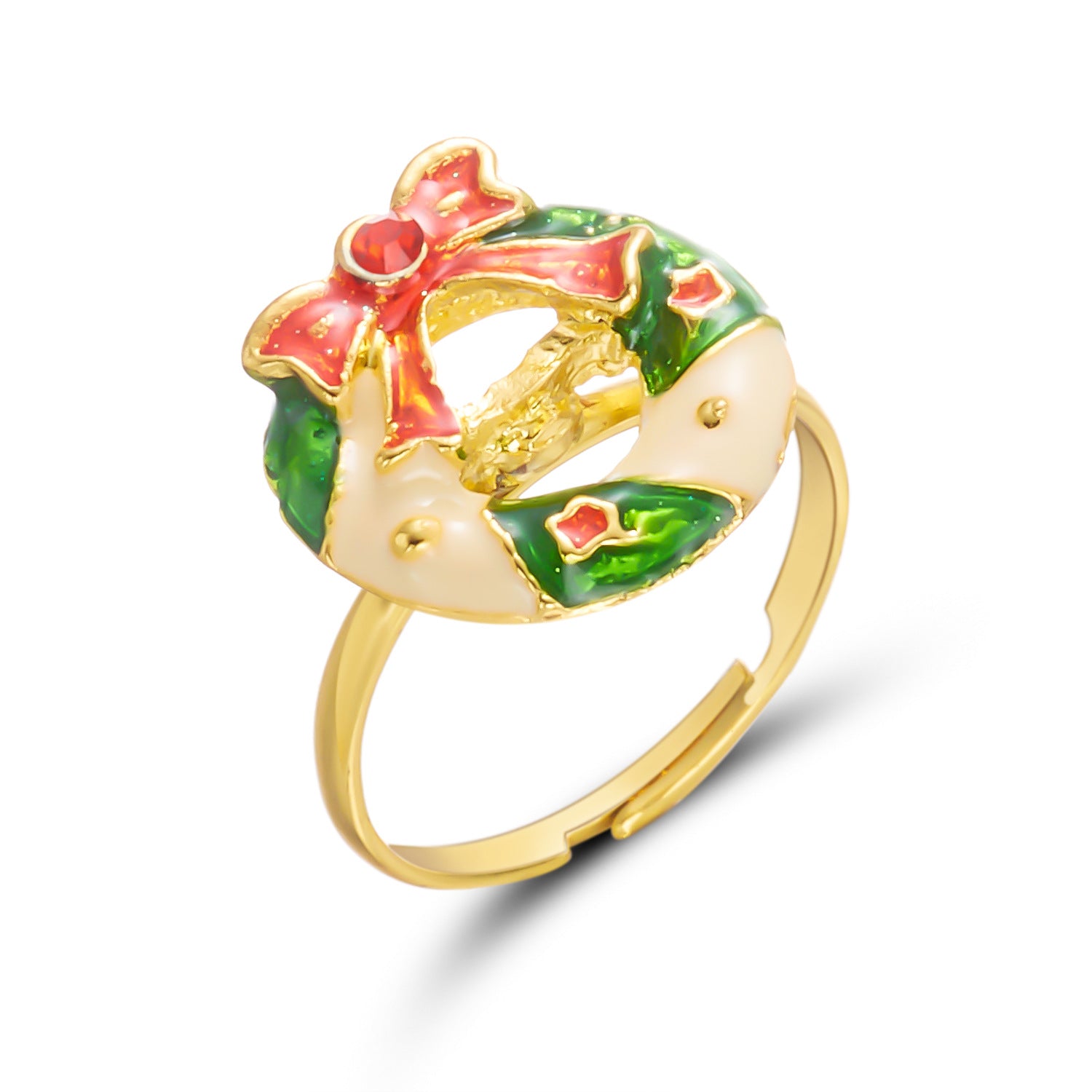 Wholesale Christmas tree  creative rhinestone painting oil ring