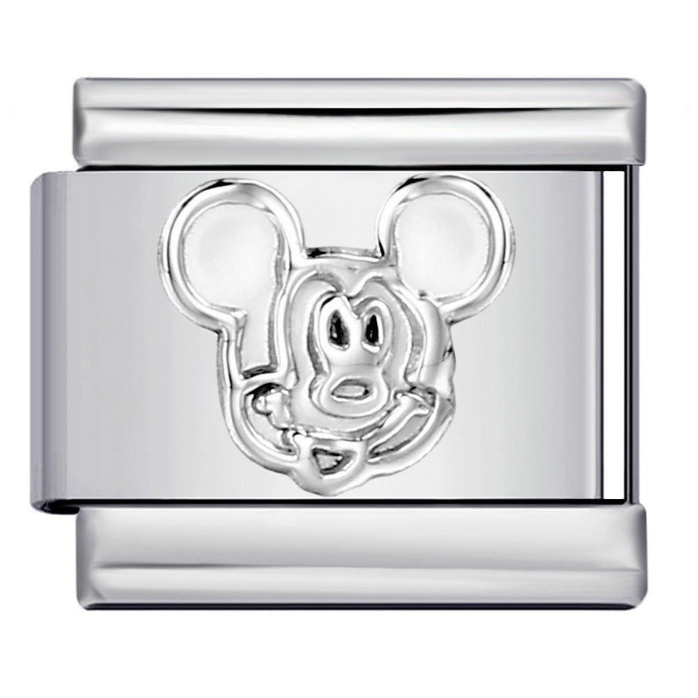 Wholesale  Italian modular  Convex silver stamped pattern DIY titanium steel bracelet