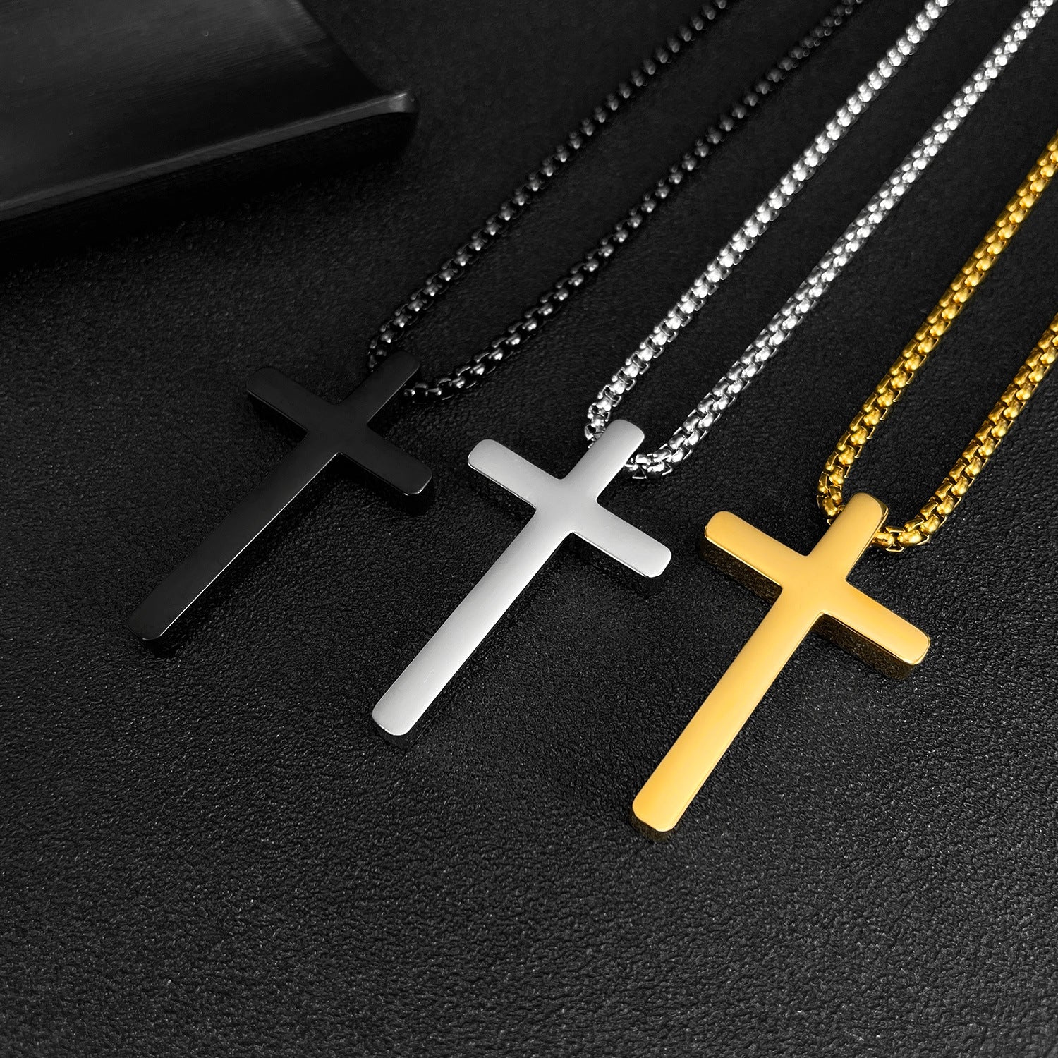 Wholesale  smooth stainless steel cross accessories hip-hop men's necklace