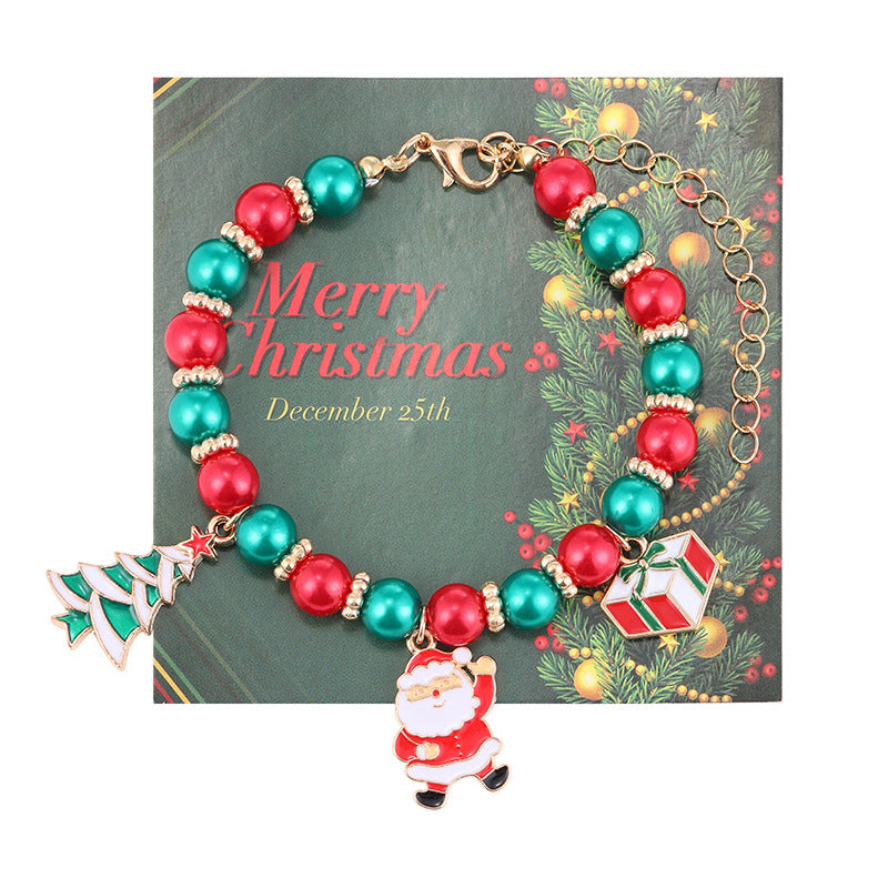 Wholesale Christmas Gift Beaded Letter Elastic Bracelet suit