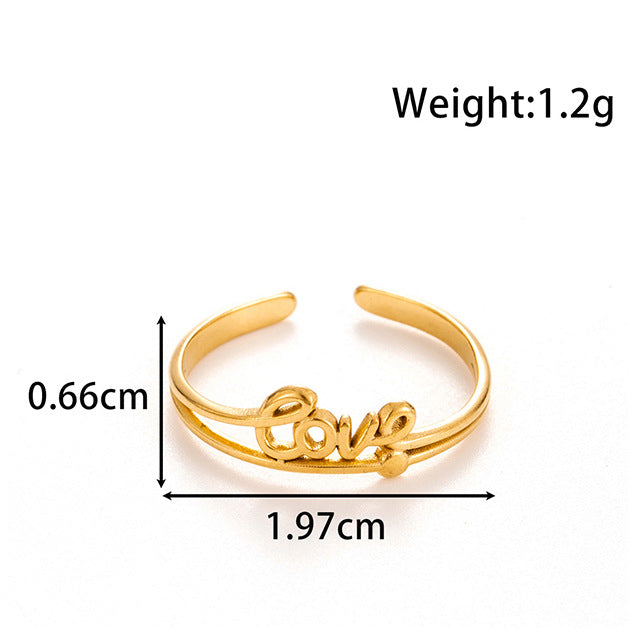 Wholesale Titanium Steel Love Heart-shaped Bow  Cute Sweet Opening Adjustable Ring