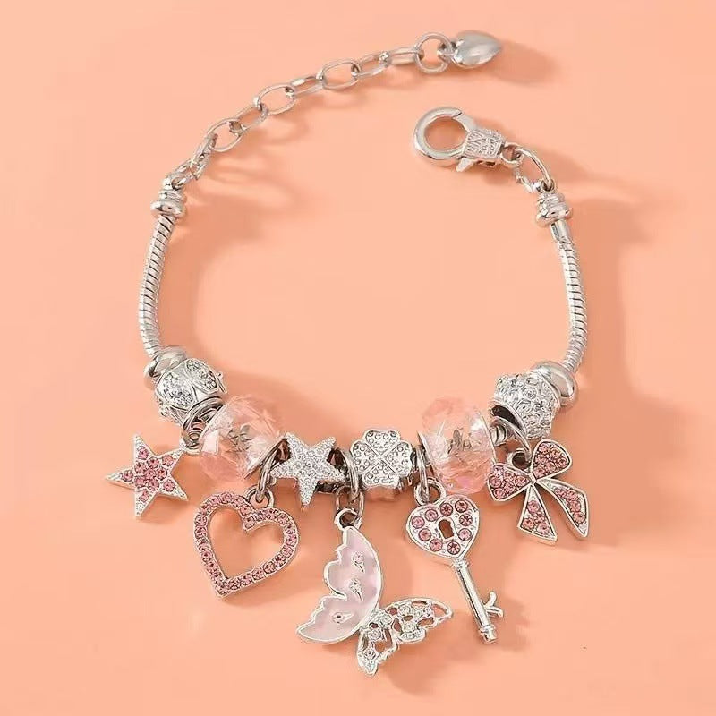 Wholesale DIY Beaded Butterfly Heart Key Bracelet