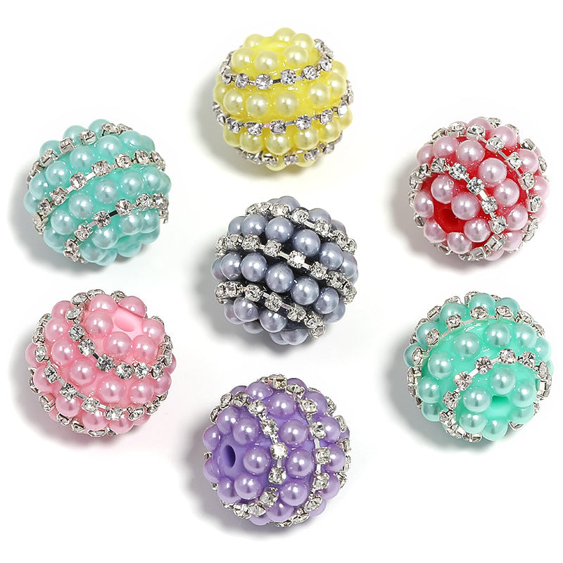 Wholesale 5PCS Candy Color Pearl Rhinestone Beads DIY Beads Mobile Phone Chain Accessories ACC-BDS-BLG044