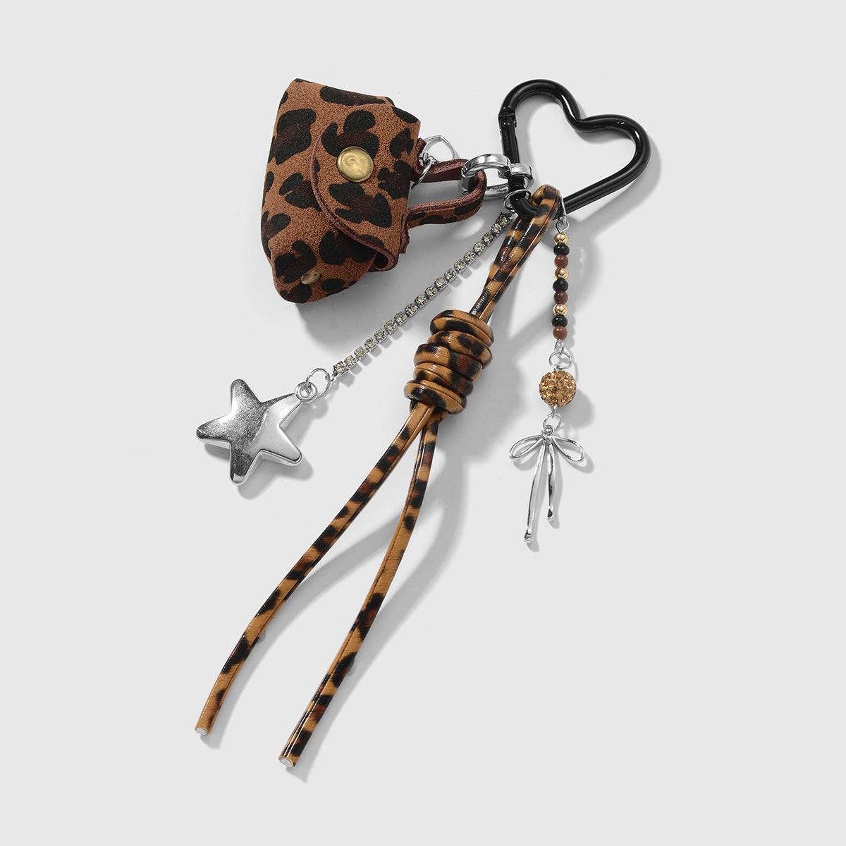 Wholesale Zinc alloy vintage leopard print bowknot small bag keychain
