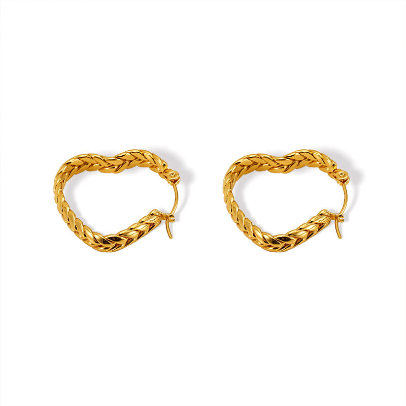 Wholesale Vintage Twisted Earrings Heart Earrings Stainless Steel Earrings ACC-ES-ZhongYao007