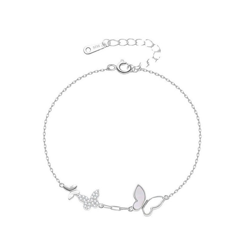 Wholesale S925 Silver White  Butterfly Bracelet