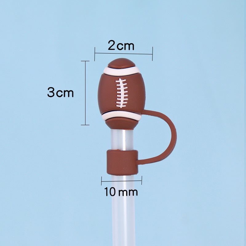 Wholesale  10pcs 10mm Creative Cartoon Sports PVC Soft Straw Tube Cap