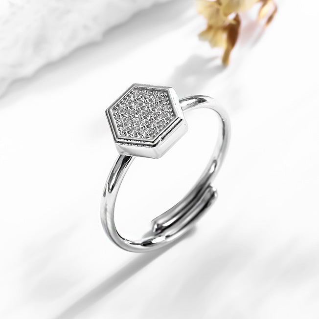 Wholesale 2PCS Titanium steel heart and flower geometric open ring