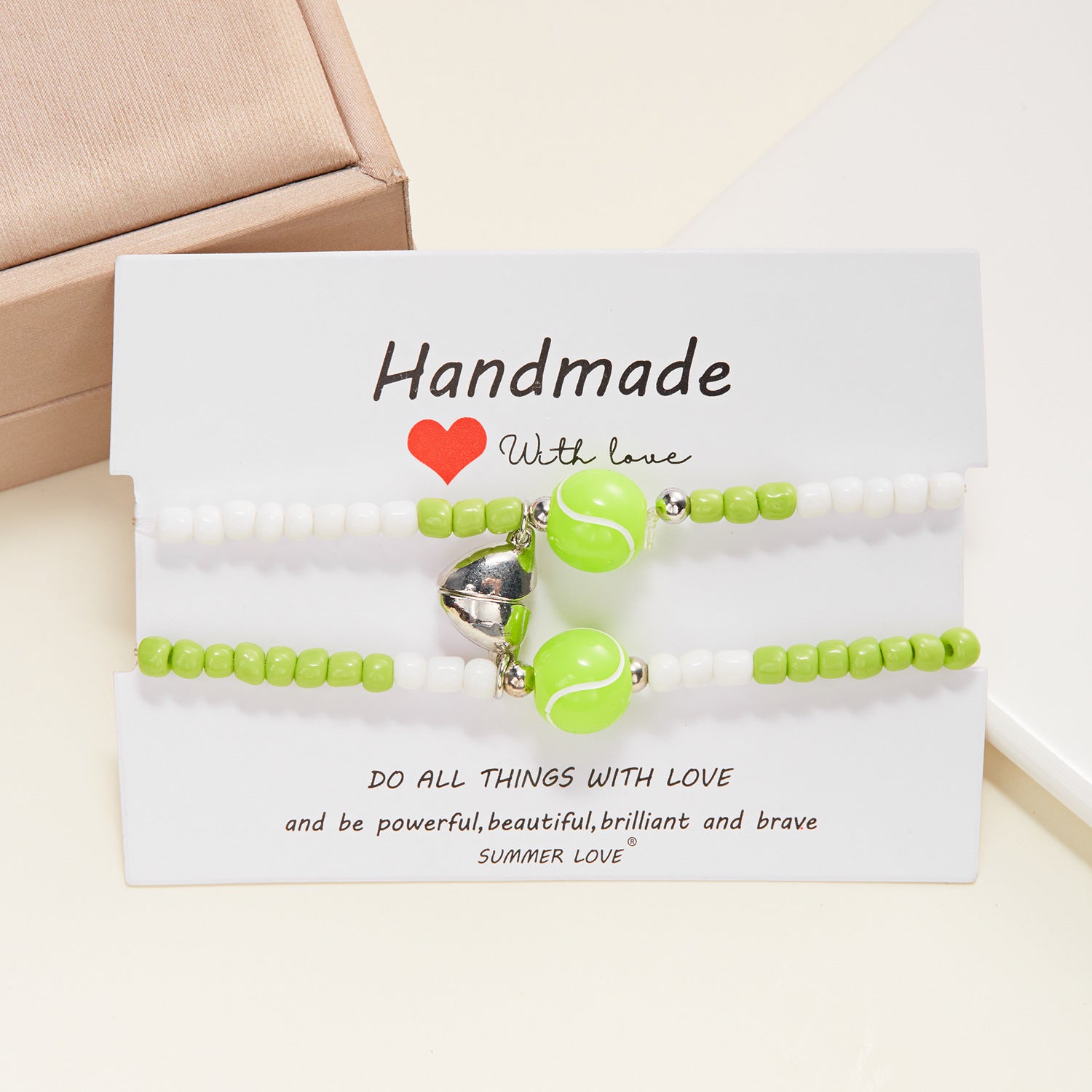 Wholesale 2-pack Basketball Tennis Football Bracelet Rice Bead Woven Love Magnetic Bracelet ACC-BT-FanYou008