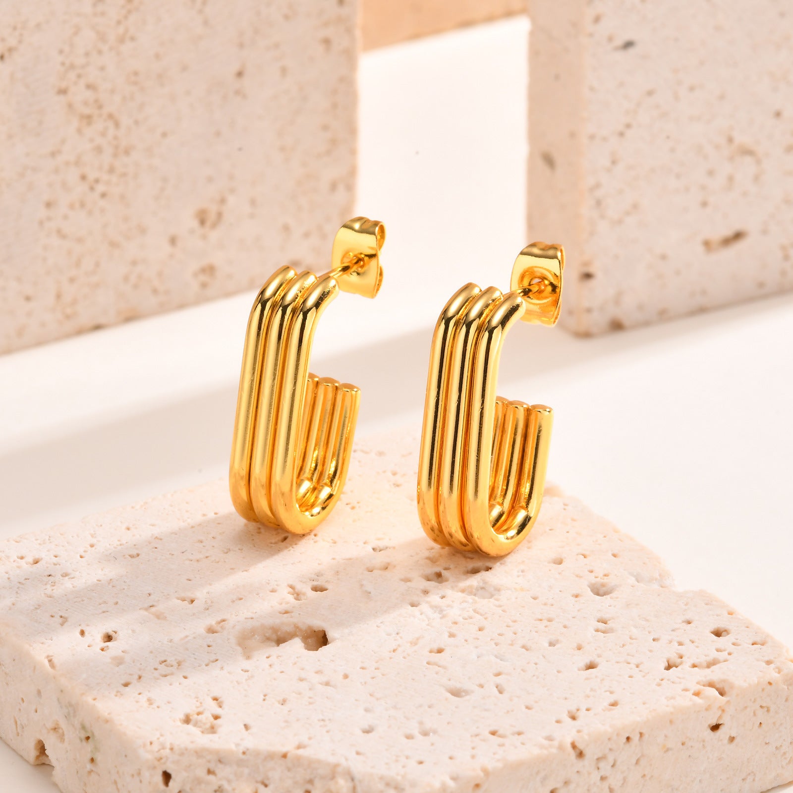 Wholesale Titanium steel gold-plated earrings