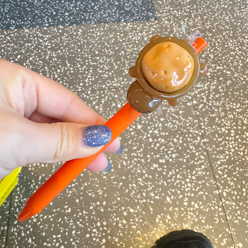 Wholesale Little turtle girl heart gel pen cute fruit and vegetable shape black  pen