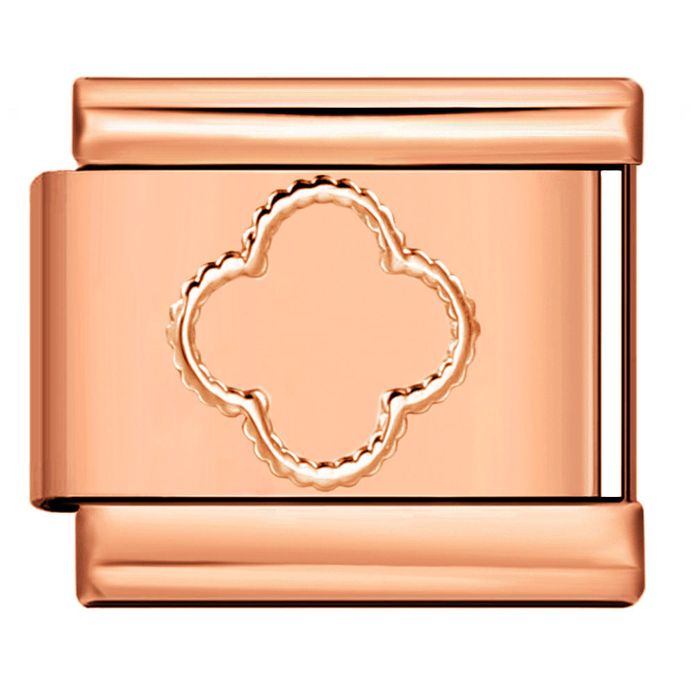 Wholesale Italian Charm Bracelet 9mm DIY Splicing Rose Gold Series Stainless Steel Composable Bracelet