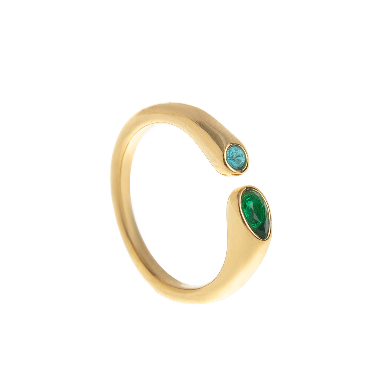 Wholesale Trendy Birthstone Ring Titanium Steel Gold Plated Geometric Oval Adjustable Fashion Accessory Resale