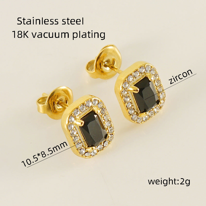 Wholesale Stainless Steel Love Zircon 18K Water Drop Sunflower Earrings ACC-ES-Zhongy002