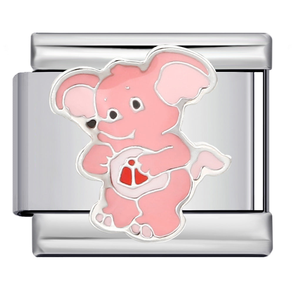 Wholesale Cute Bear Italian Module Bracelet Stainless Steel Welding Pattern DIY Charms