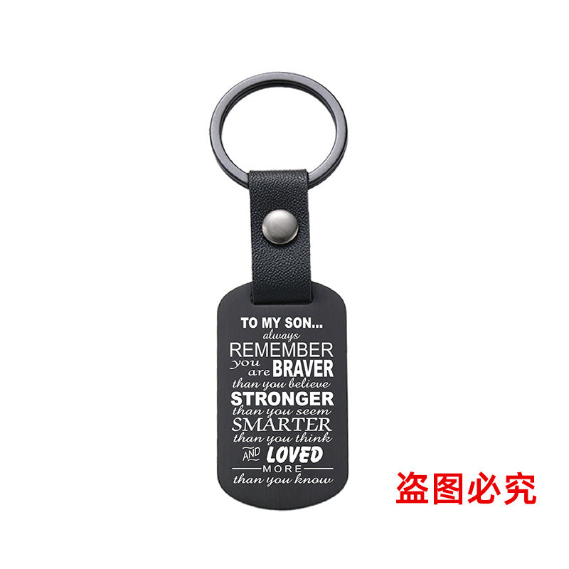 Wholesale Family Gift for Son Metal Leather Keychains ACC-KC-GangGu031