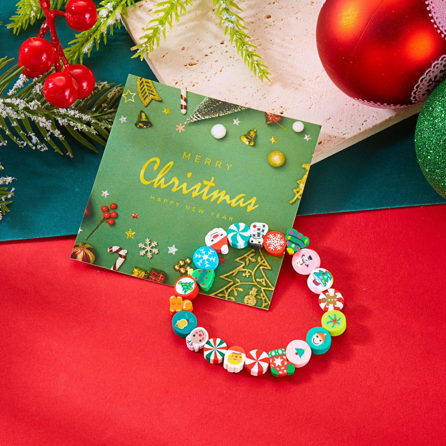 Wholesale Christmas tree soft ceramic beaded bracelet