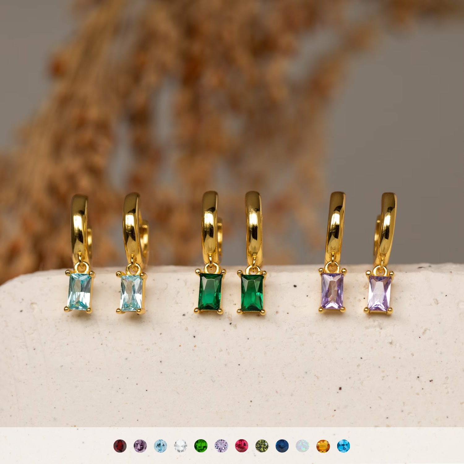 Wholesale Copper Gold Tone Birthstone Earrings for Women - Trendy Everyday Jewelry Accessory