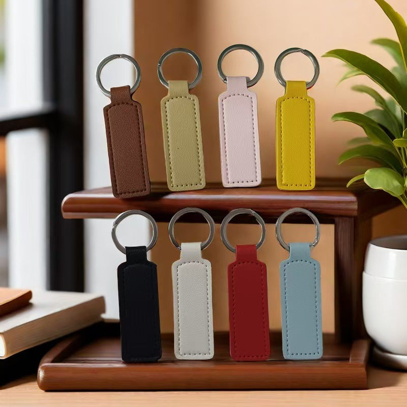 Wholesale Trendy Leather Keychain Car Key Accessory Minimalist Pendant Double Sided ing Everyday Gift