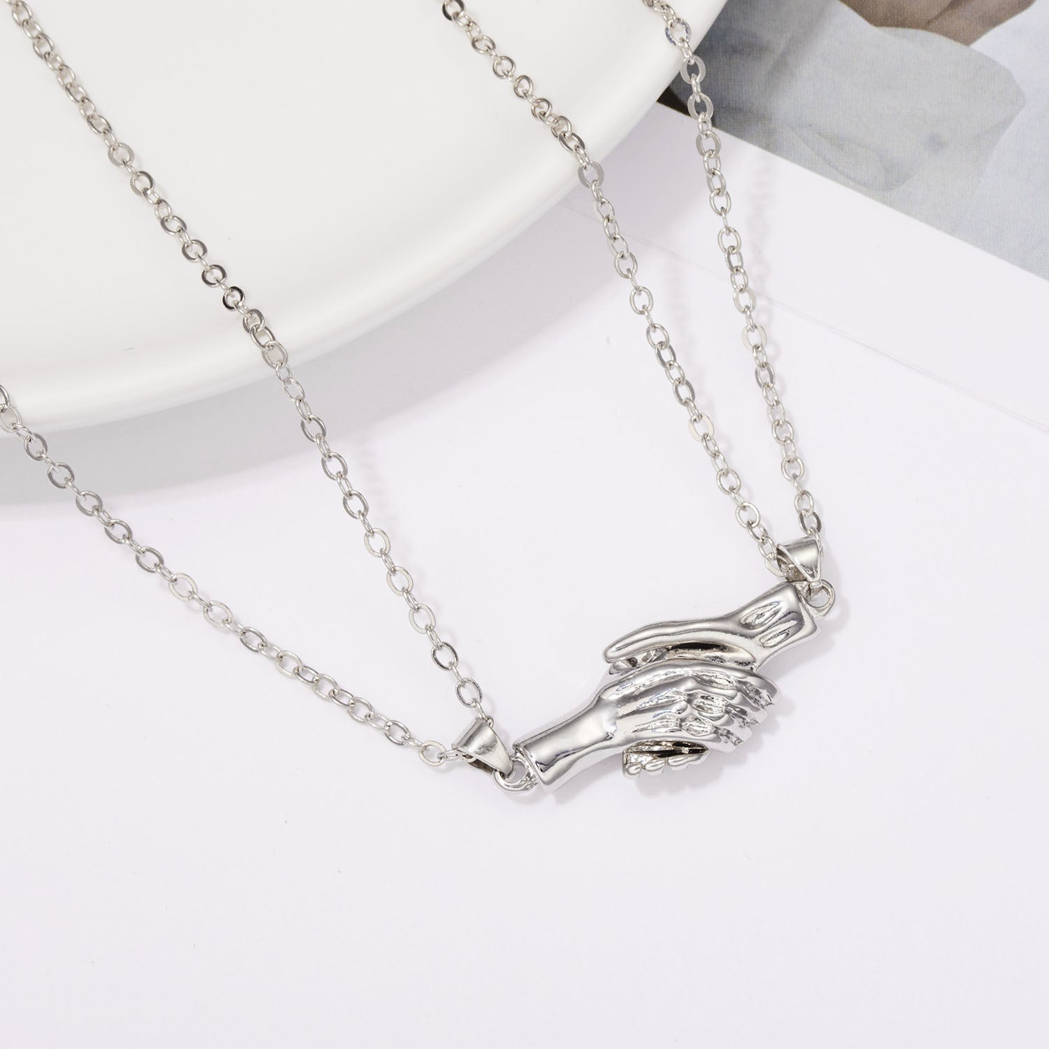 Wholesale Palm Suction Cup Handshake Valentine's Day Necklace