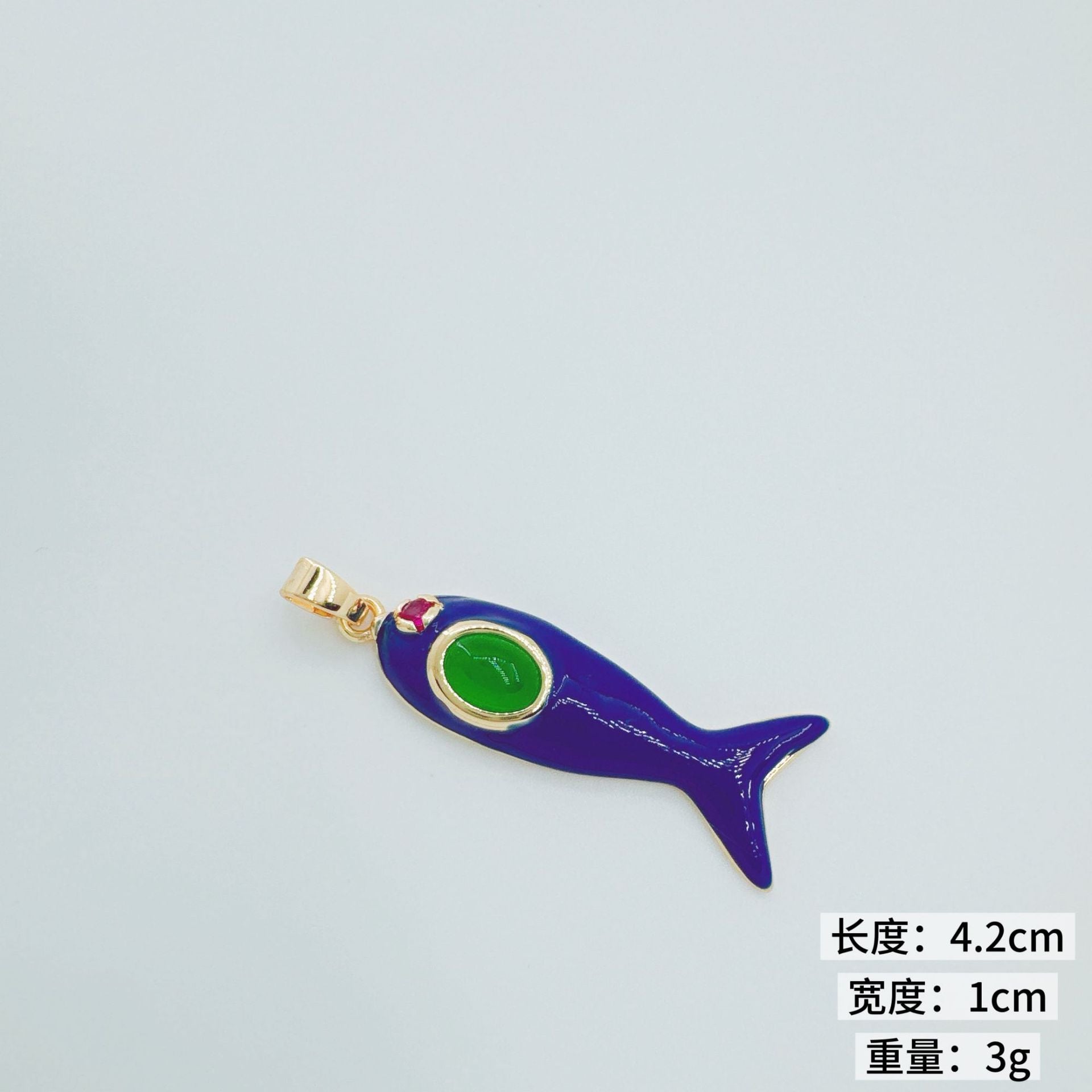 Wholesale Swimming Fish Pendant Necklace with Gemstone Inlay Copper Fashion Jewelry Accessory