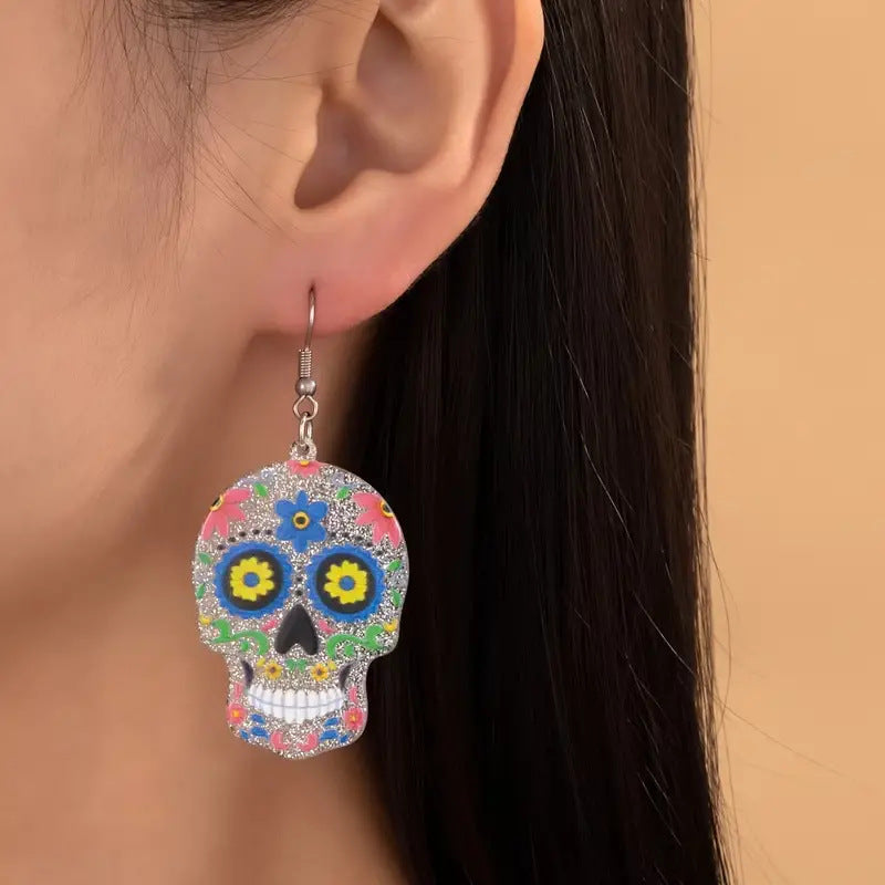 Wholesale Halloween Acrylic Skull Earrings ACC-ES-AnDao020