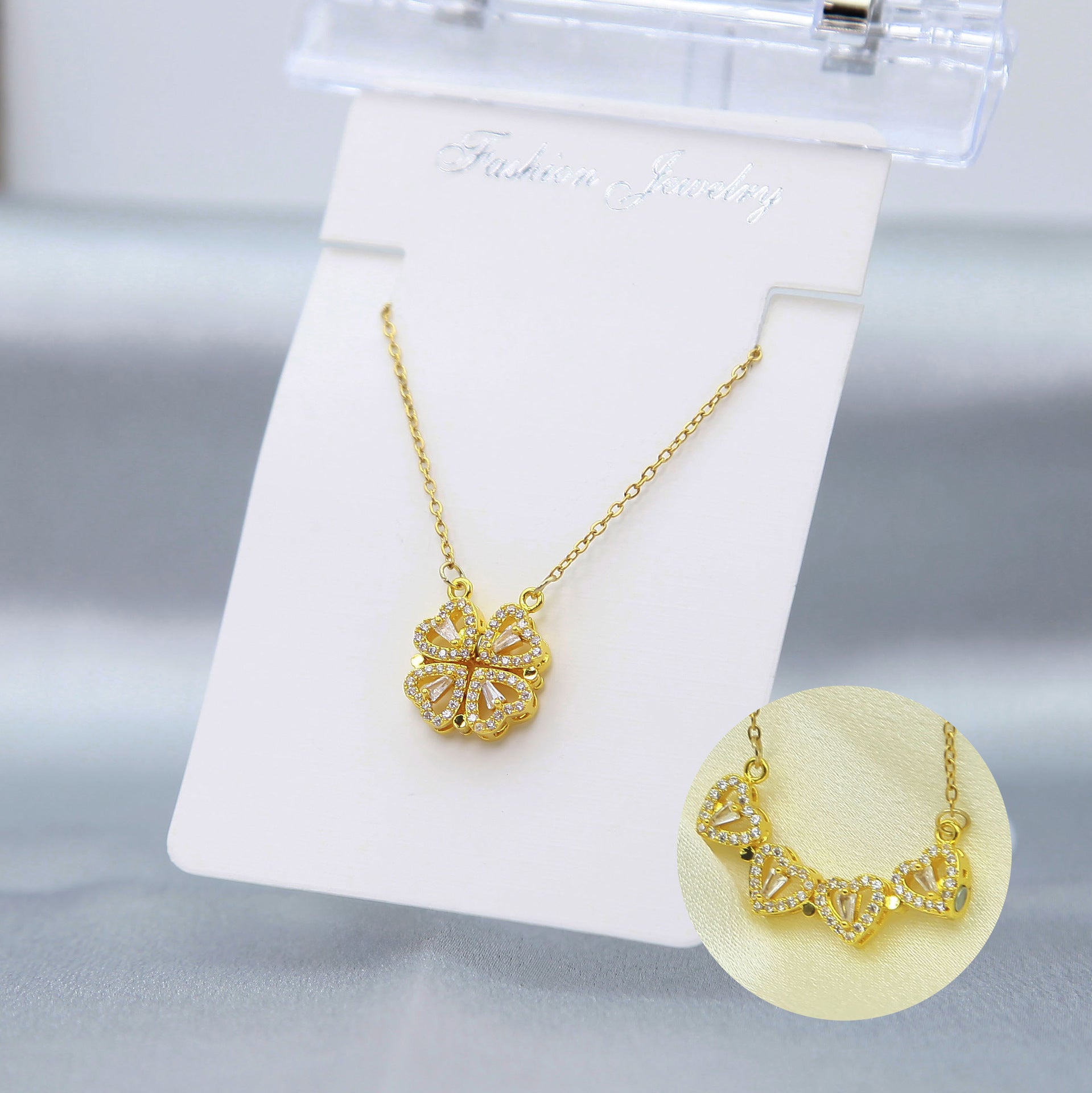 Wholesale Titanium Steel heart-shaped clover necklace multi-wear necklace