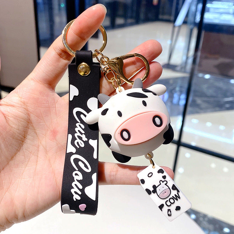 Wholesale cartoon cute cow silicone keychain