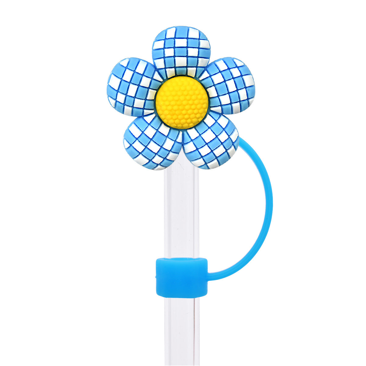 Wholesale Random 100pcs Flower Series 10mm PVC Soft Straw Tube Cap