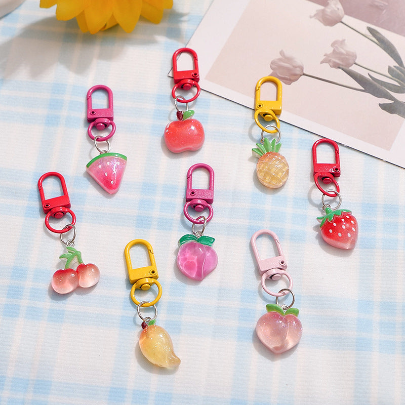 Wholesale Pastoral Style Resin Fruit Keychain Backpack Pendant Trendy Fashion Accessory Gift