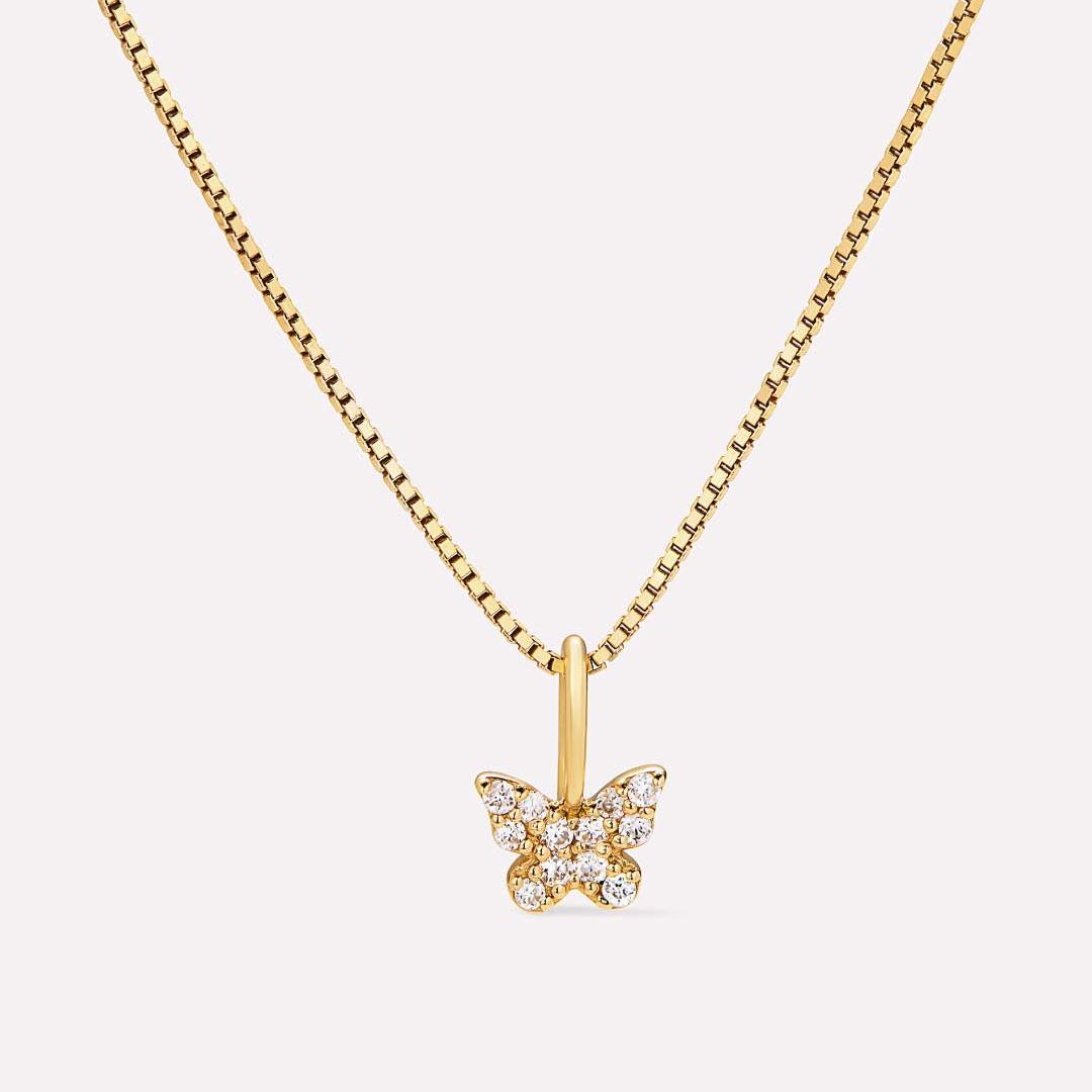 Wholesale butterfly flower devil eye zircon titanium steel necklace