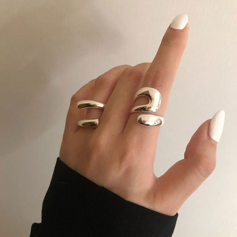 Wholesale Retro Exaggerated Staggered Geometric Ring
