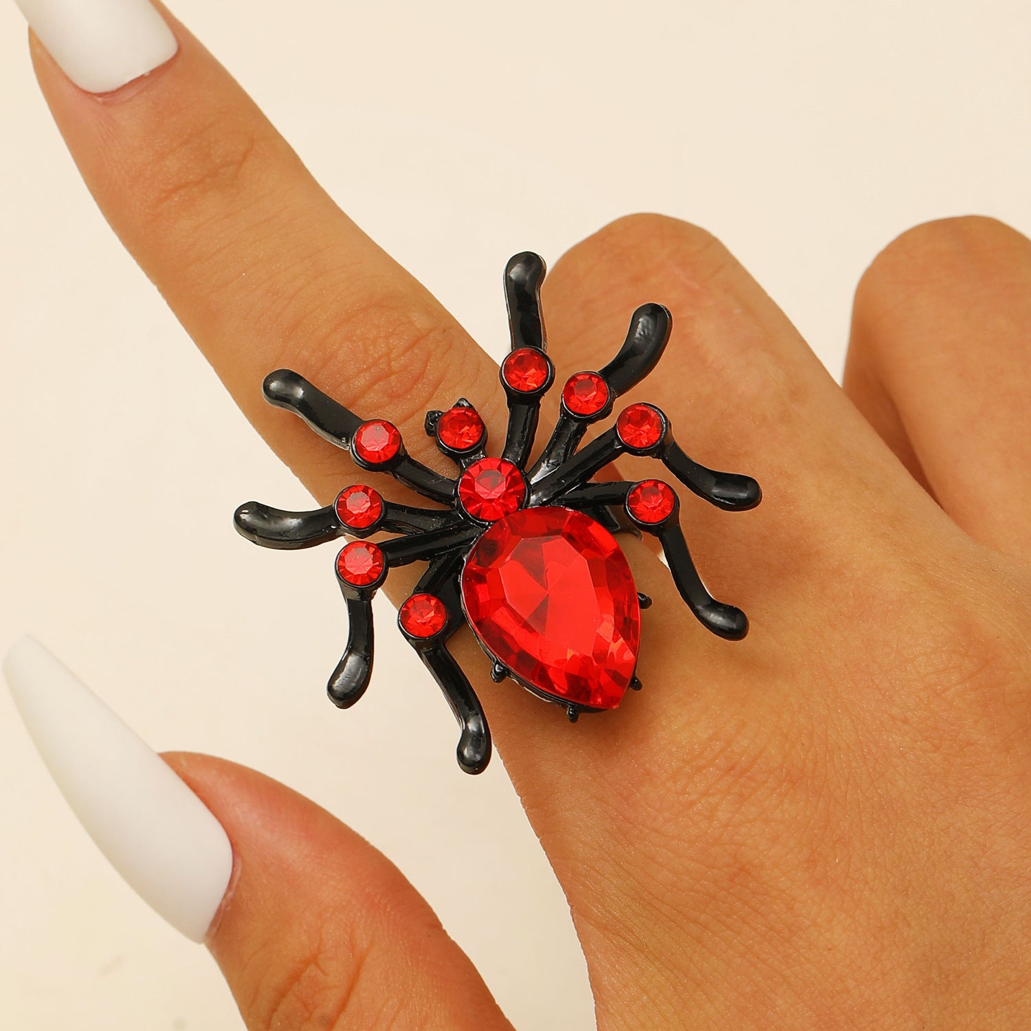 Wholesale Gothic Red  Ring for Women,  Dark Style  Jewelry,  Zinc Alloy with Electroplating Finish,  Trendy Open Index Finger Ring for Everyday Wear or Boutique Resale