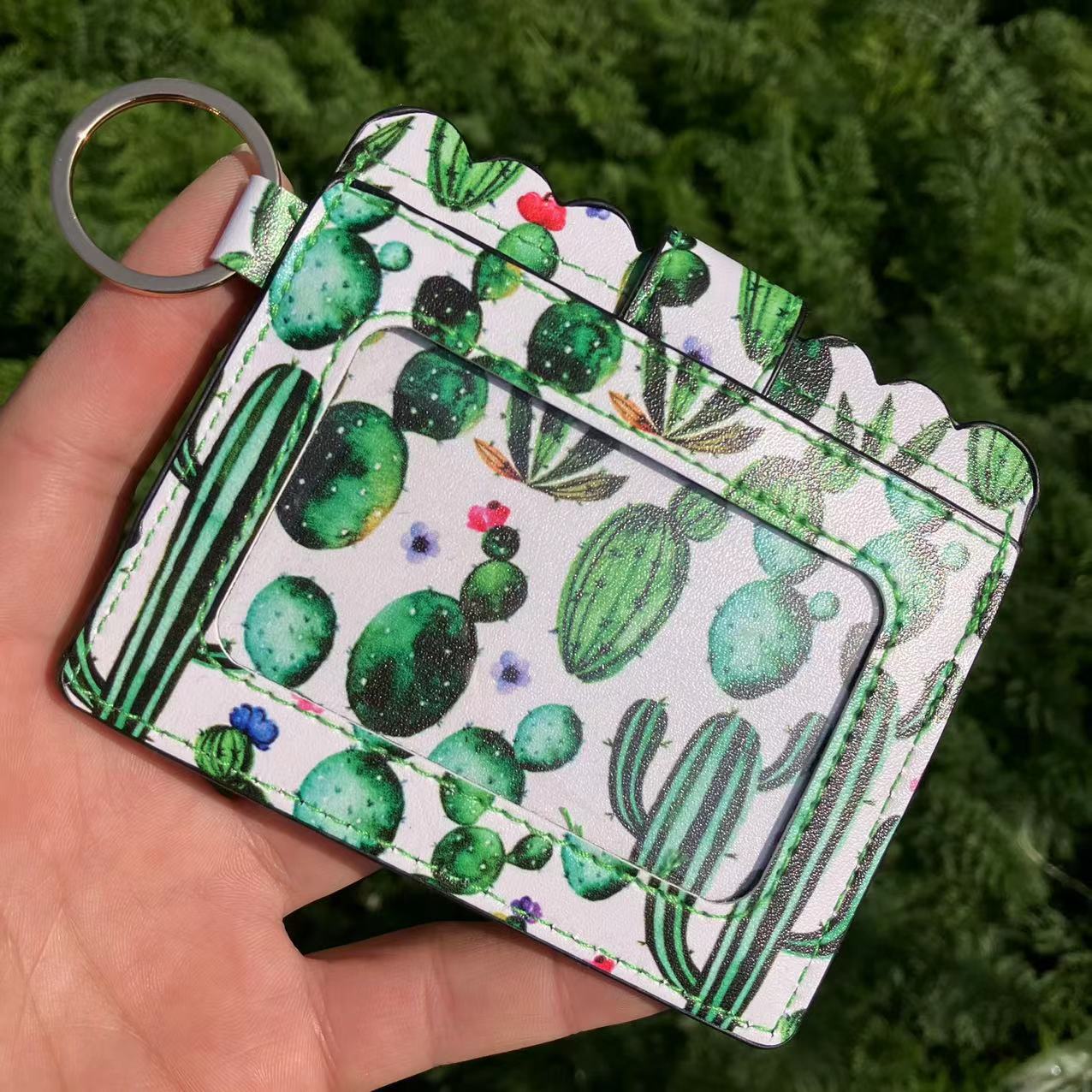 Wholesale Western Style Leopard Plaid Flower Card Holder Keychain ACC-KC-QiuXue001