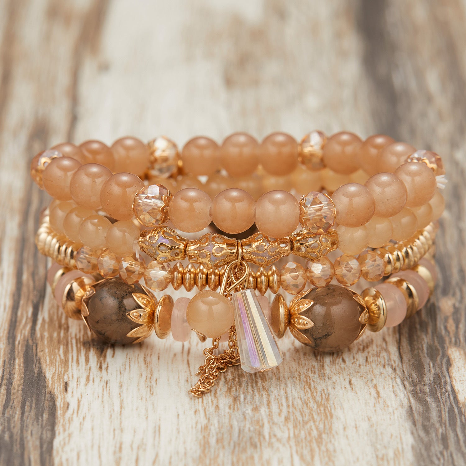 Wholesale  Bohemian Beaded Bracelet suit Wings Tassel  Bodhi Beads Rice Beads Multi-layer Bracelet