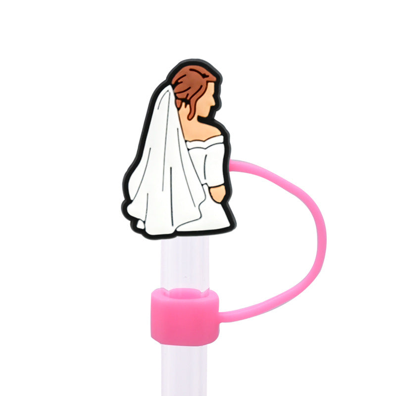 Wholesale Random 100pcs Valentine's Day Series Straw Cover 10MM Straw Tube Cap