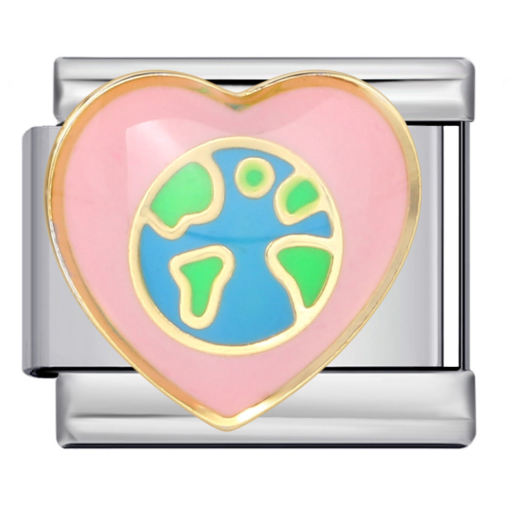 Wholesale Italian Charm Bracelet 9mm DIY Splicing Removable Colored Heart Stainless Steel Composable Bracelet