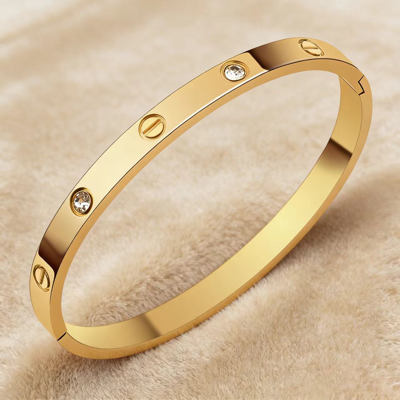 Wholesale Titanium Steel Open Bracelet with Diamond Pattern for Everyday Wear Jewelry Accessory