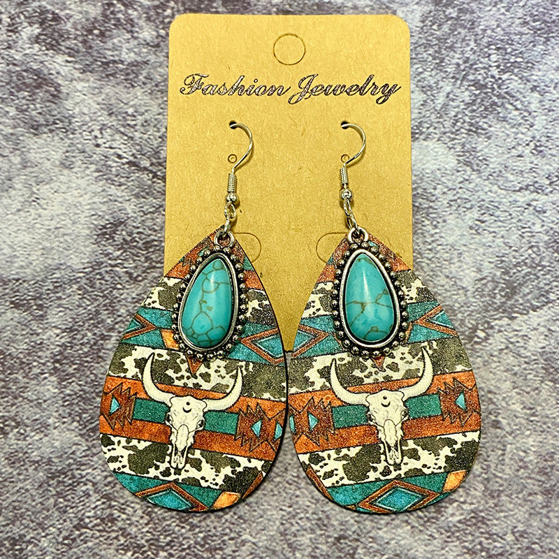 Wholesale Western Wind Aztec Wooden Earrings ACC-ES-XinChuan009