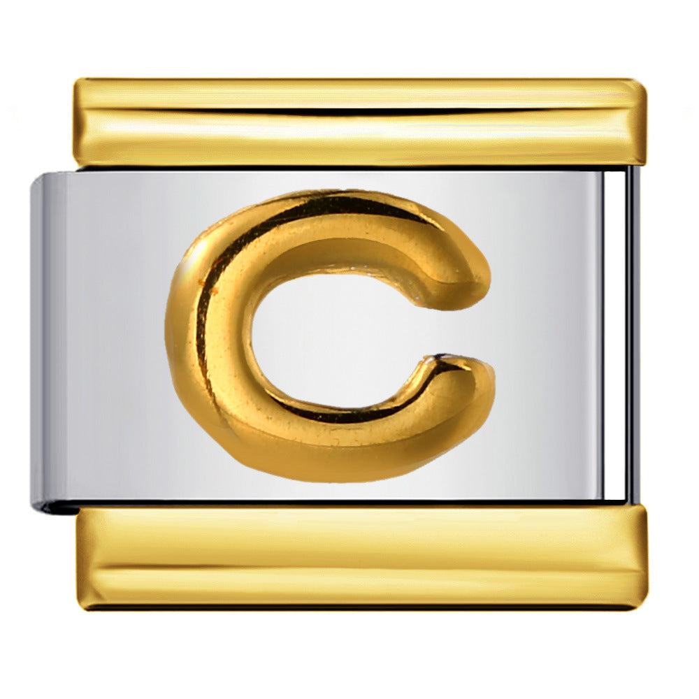 Wholesale Italian Charm Bracelet 9mm DIY Splicing Removable Raised Letters Stainless Steel Composable Bracelet