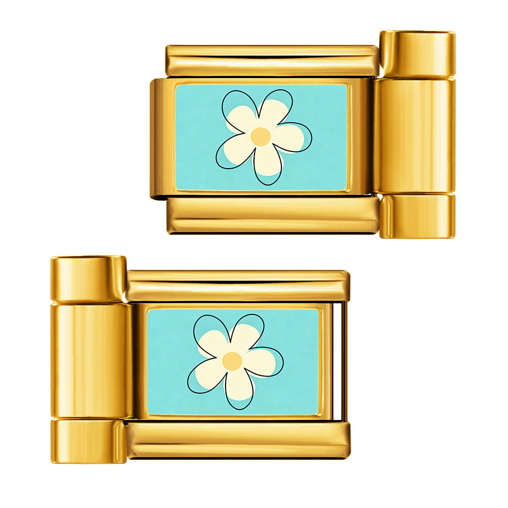 Wholesale Stainless Steel Electroplated Flower Pattern Watch Strap Connector DIY Bracelet Tool for Boutique Resale