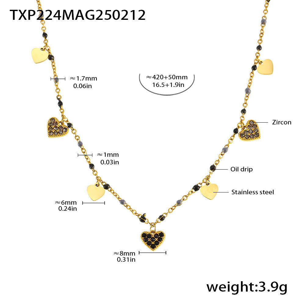 Wholesale zircon titanium steel necklace love clavicle chain