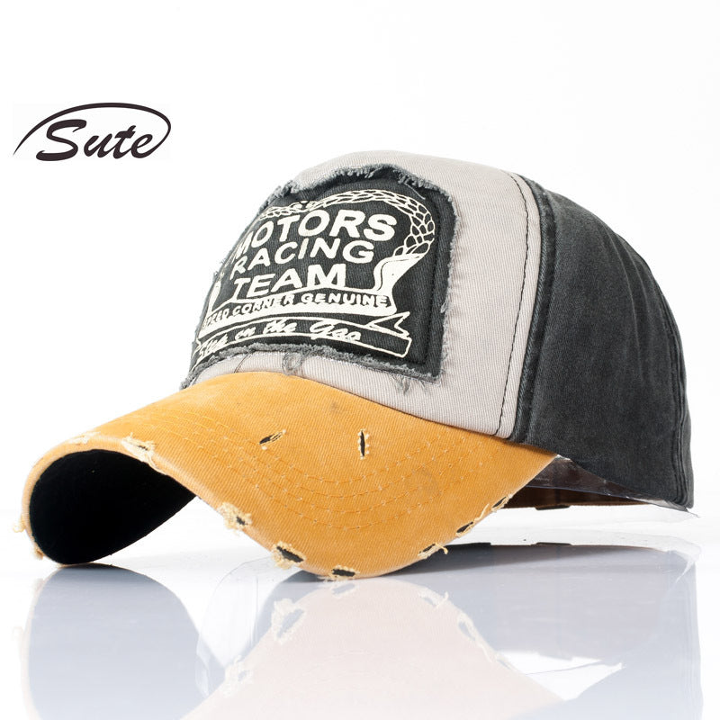 Wholesale Black Washed Cotton Patchwork Baseball Cap Outdoor Sunshade Fashion Accessory