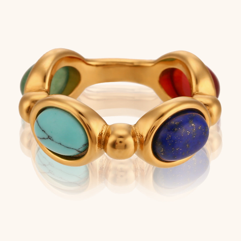 Wholesale Colorful Oil Drop Jewelry Ring Stainless Steel Gold Plated ACC-RS-DingRan002